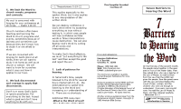 Seven Barriers, a tract on overcoming barriers to getting the most from Bible study, front.